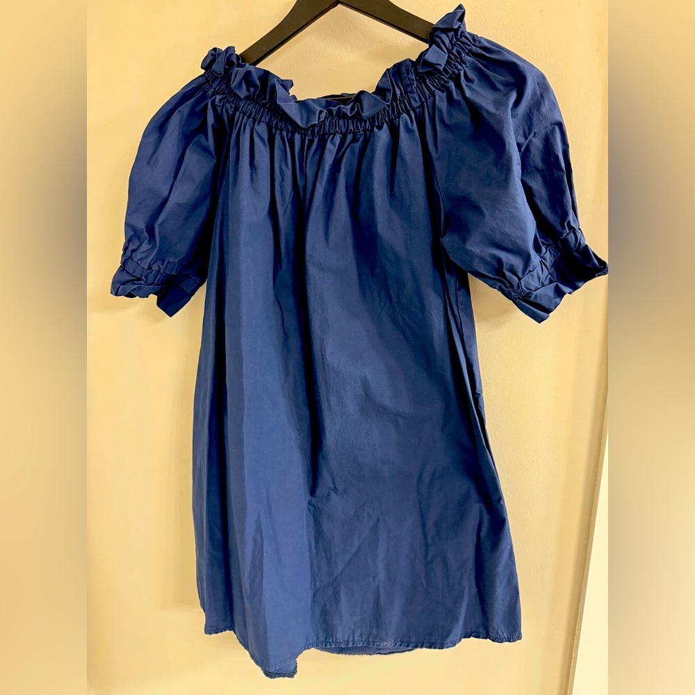 Blue ruffled off shoulder dress